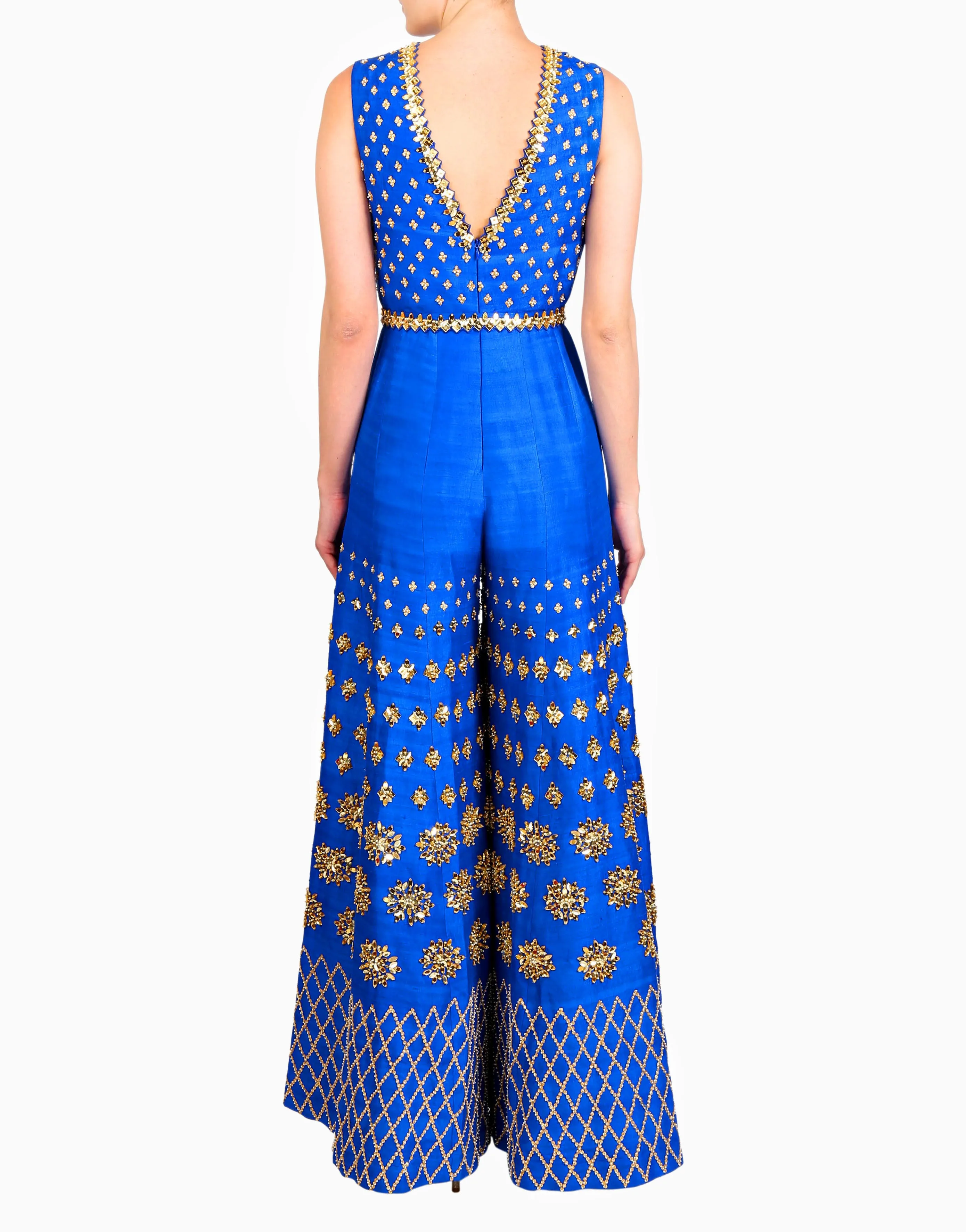 Electric Blue Embellished Jumpsuit