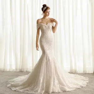 elegant off white wedding dress mermaid corset bride dresses  lace wedding gowns for woman plus size