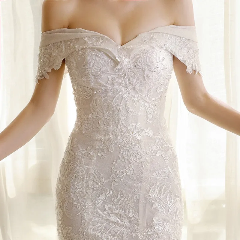 elegant off white wedding dress mermaid corset bride dresses  lace wedding gowns for woman plus size