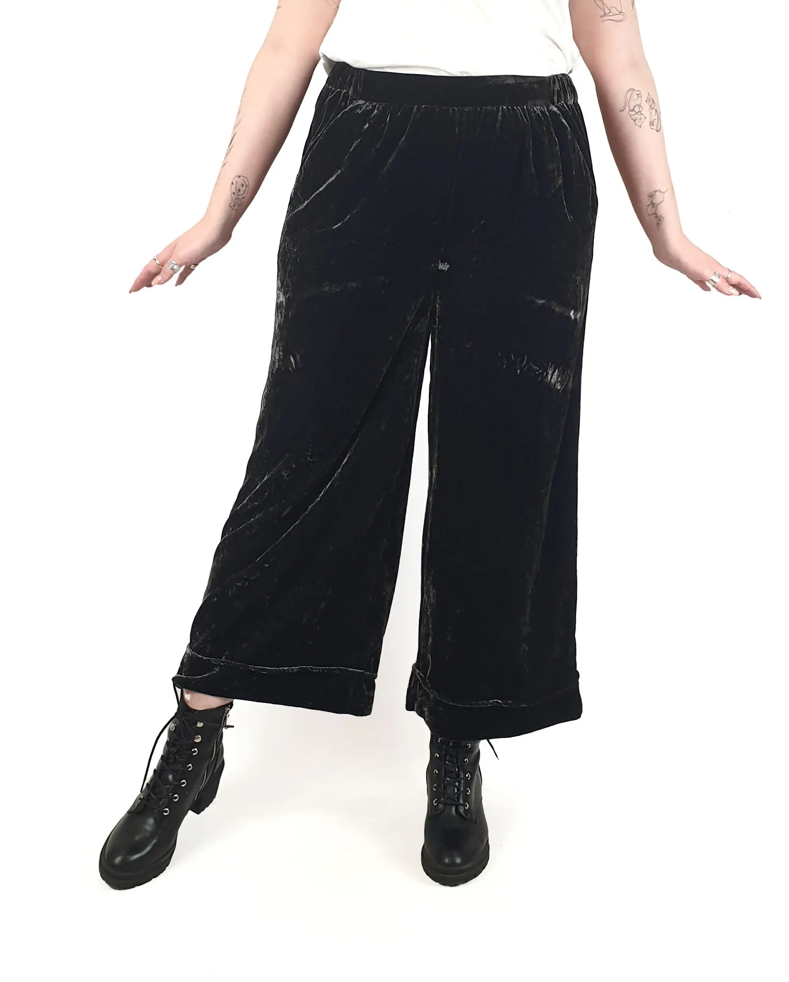 Elk black velvet wide leg pants size 12