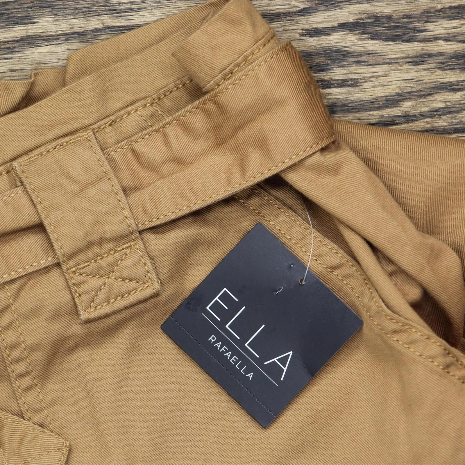 Ella Rafaella Plus Size Twill Crop Pants with Removable Tie Belt LRBMC006R2