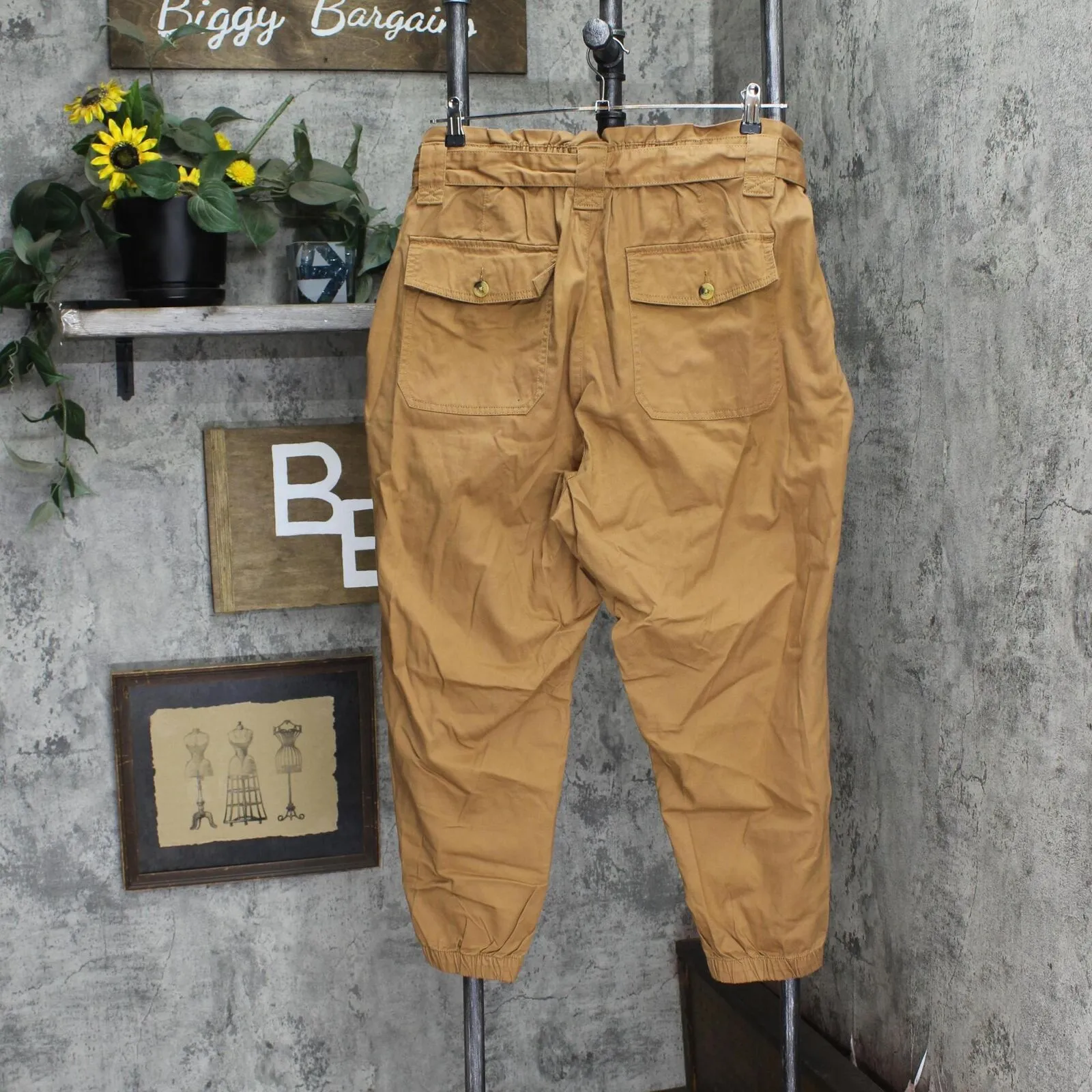 Ella Rafaella Plus Size Twill Crop Pants with Removable Tie Belt LRBMC006R2