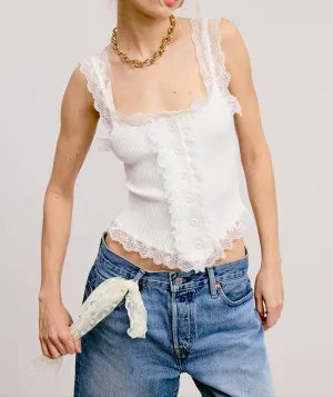 Elle Scalloped Lace Trim Tank Top
