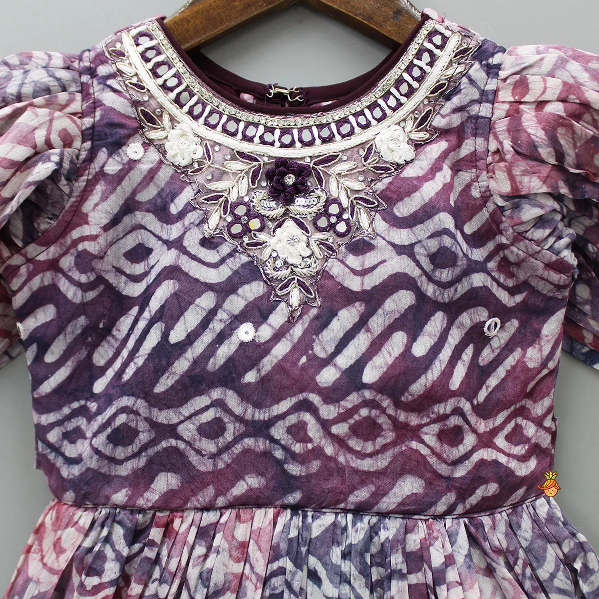 Embroidered Neck Beautiful Faux Mirror Work Kurti