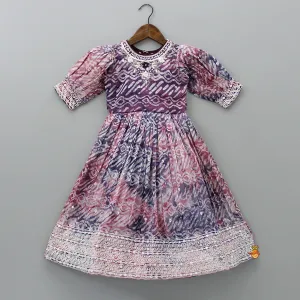 Embroidered Neck Beautiful Faux Mirror Work Kurti