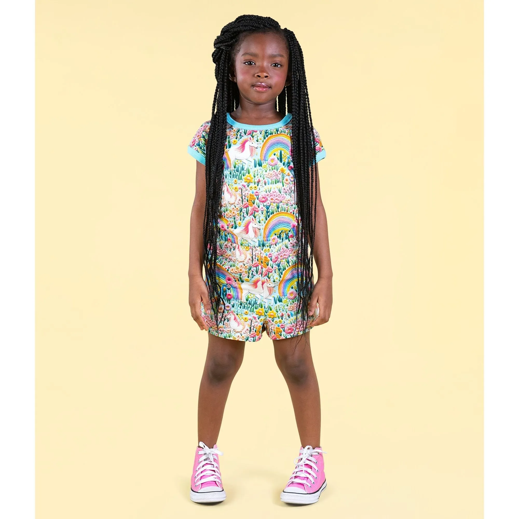 Embroidered Unicorns Romper