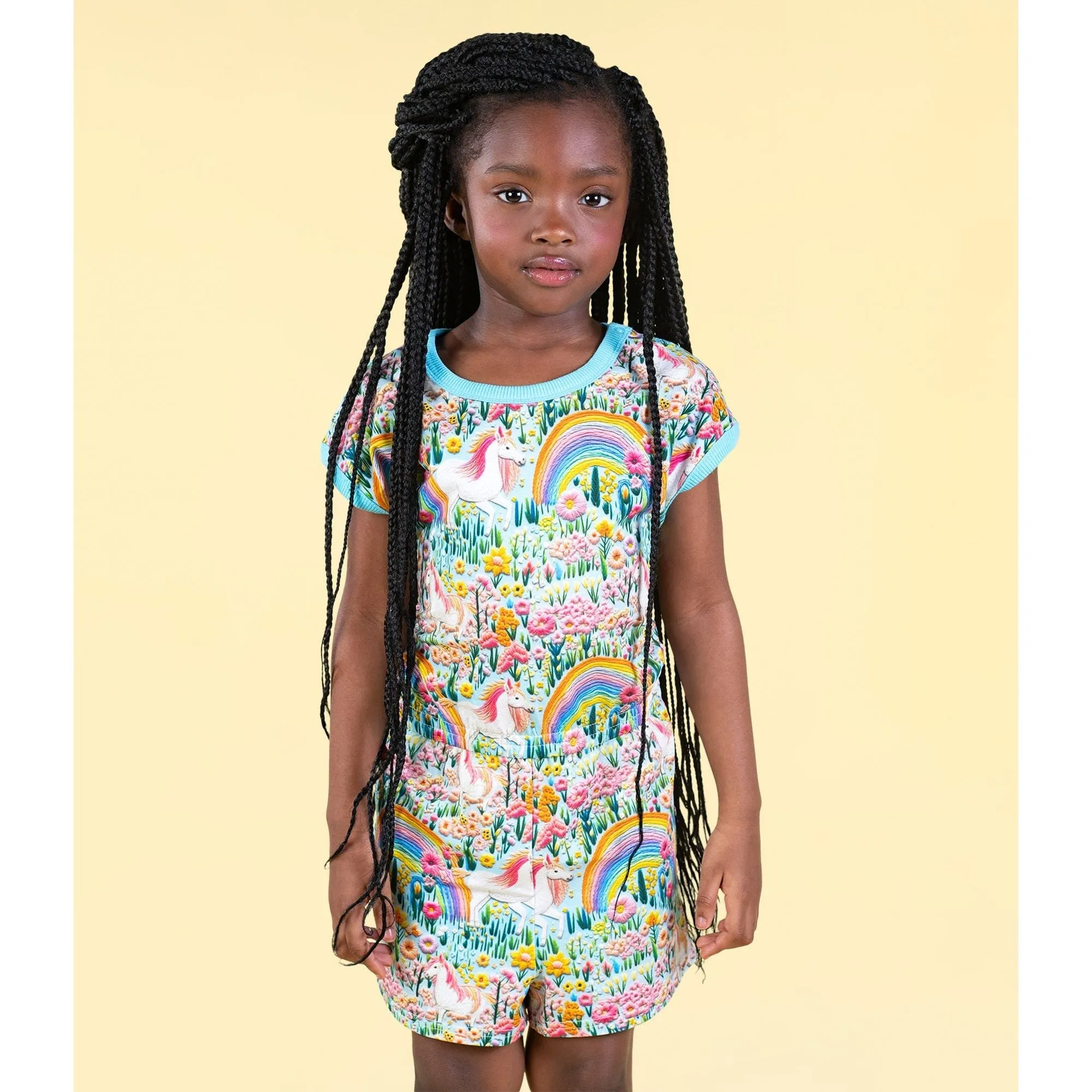 Embroidered Unicorns Romper