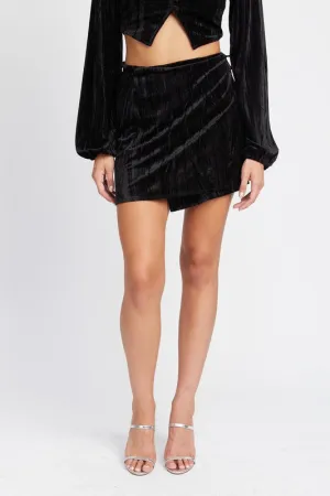 Emory Park VELVET MINI WRAPPED SKIRT
