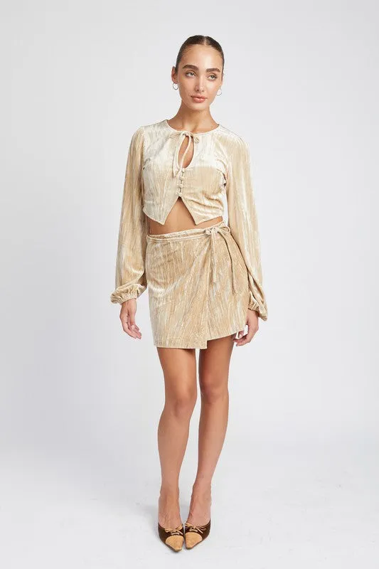 Emory Park VELVET MINI WRAPPED SKIRT