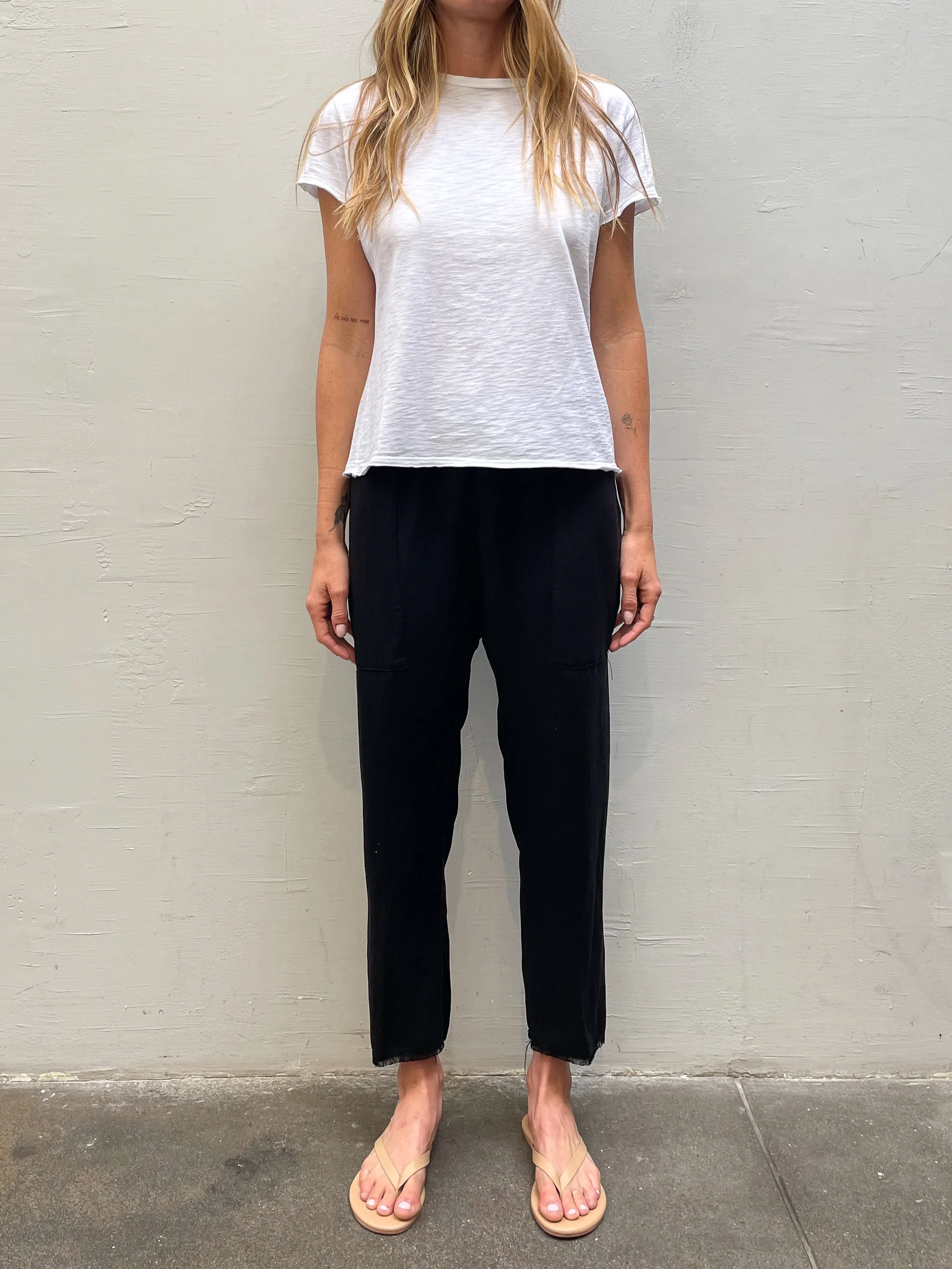Erika Drop Pant in Linen - Black