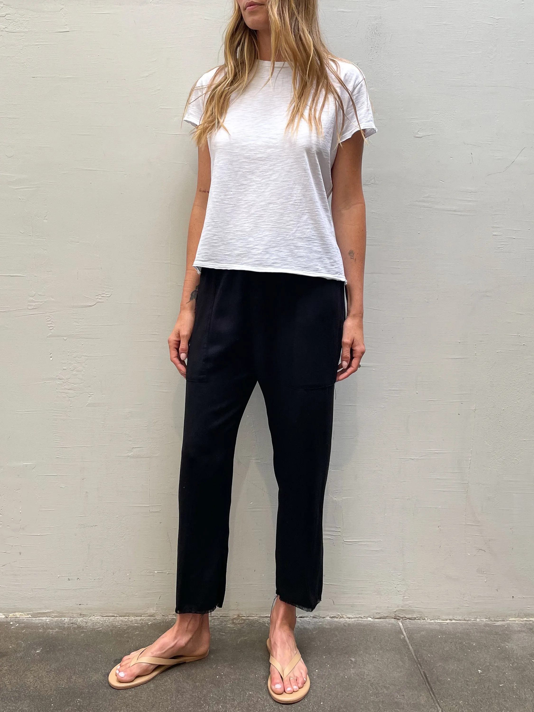 Erika Drop Pant in Linen - Black