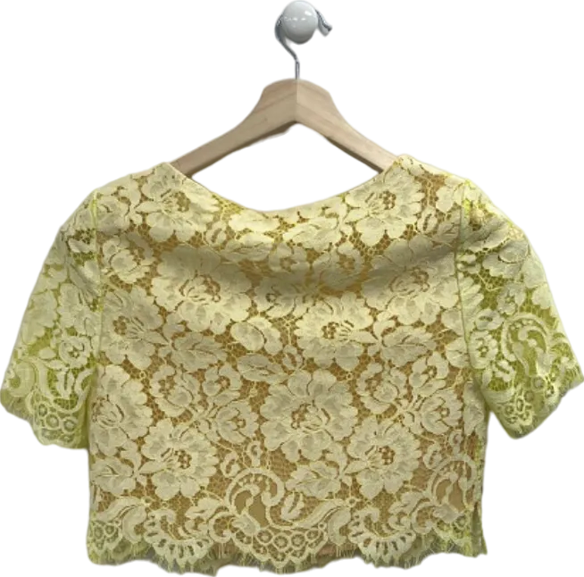 Erin Yellow Lace Crop Top Size UK 10