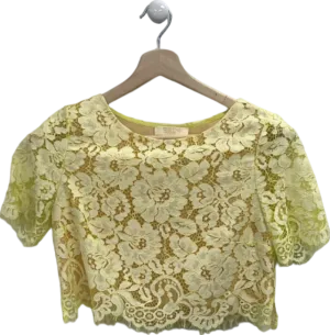 Erin Yellow Lace Crop Top Size UK 10
