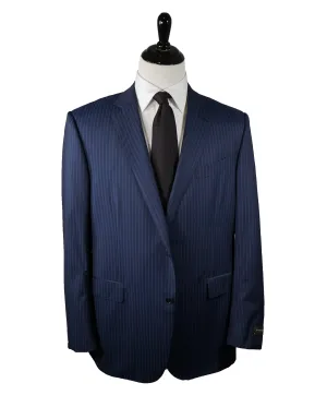 ERMENEGILDO ZEGNA - Navy & Blue Striped Suit - 48R