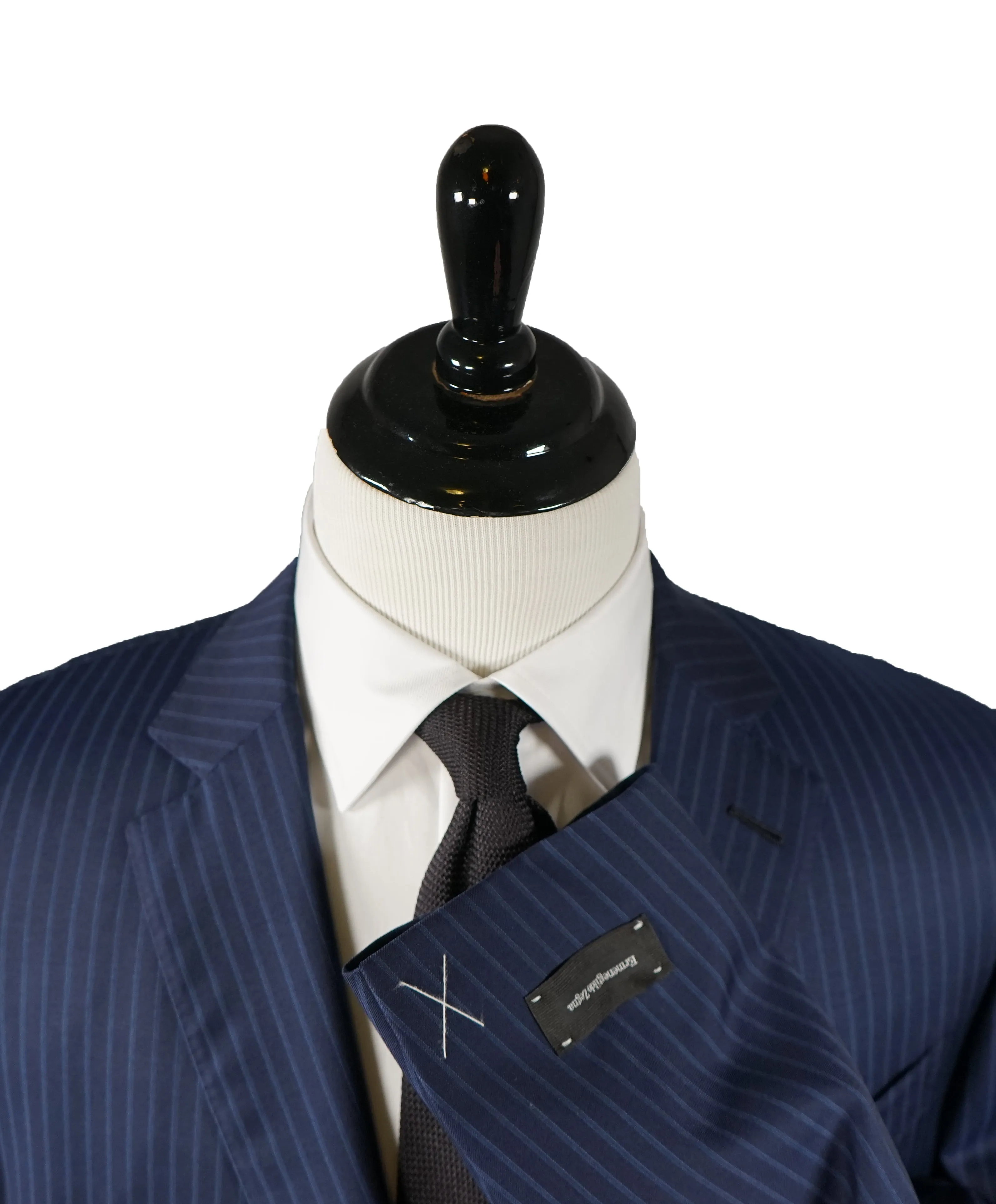 ERMENEGILDO ZEGNA - Navy & Blue Striped Suit - 48R