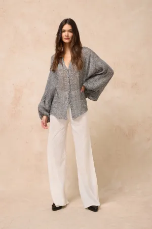 Estilo Emporio Oboe Linen Shirt - Rete Nero