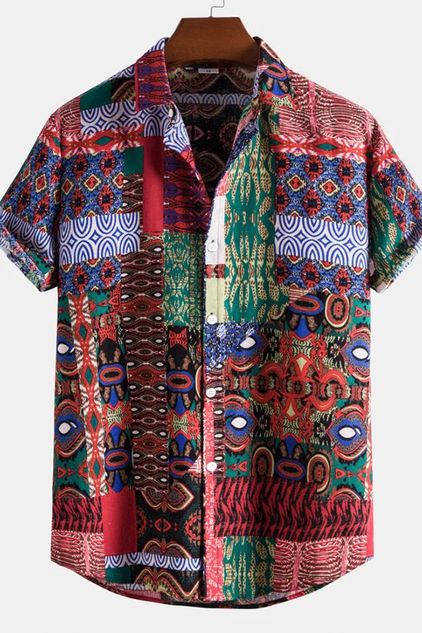Ethnic Pattern Cotton Shirts