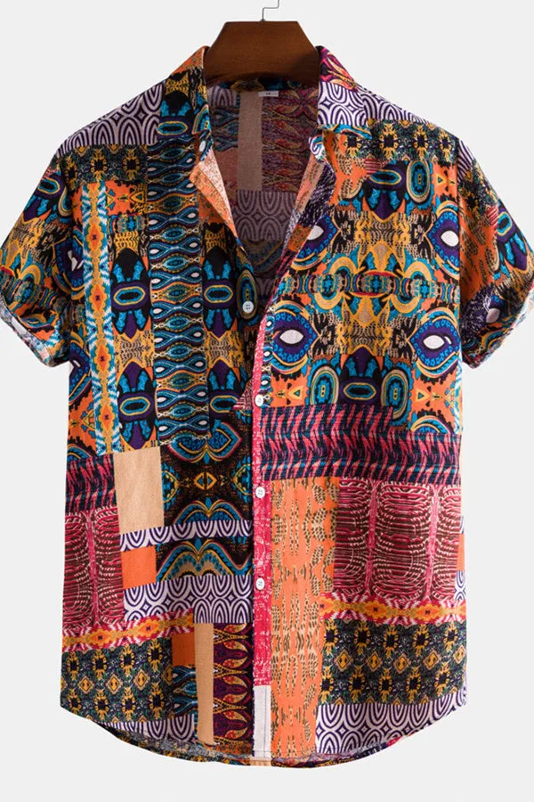 Ethnic Pattern Cotton Shirts