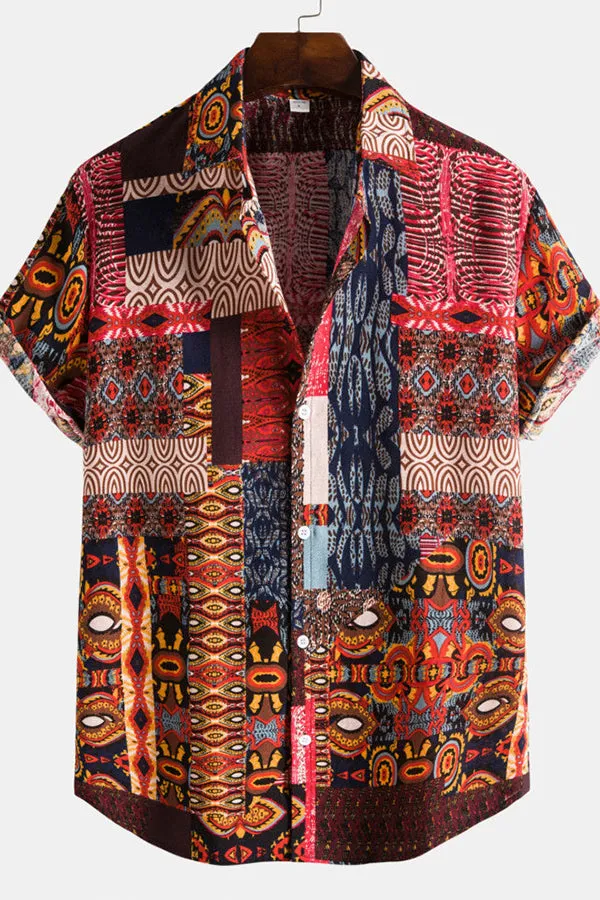 Ethnic Pattern Cotton Shirts