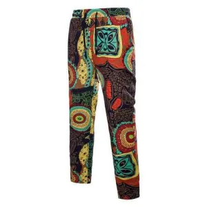 Ethnic Style Printed Casual Straight Pants