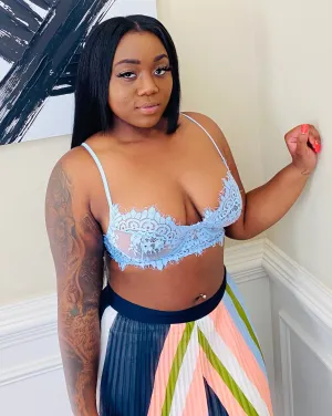 Everything Lace Sheer Crop Bralette - Baby Blue