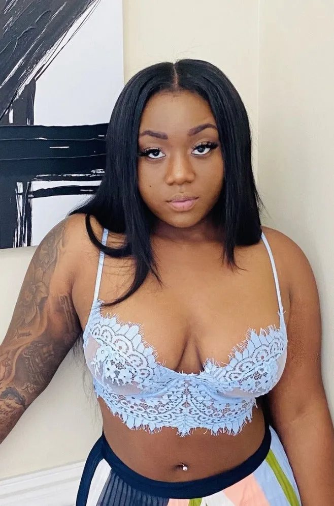 Everything Lace Sheer Crop Bralette - Baby Blue