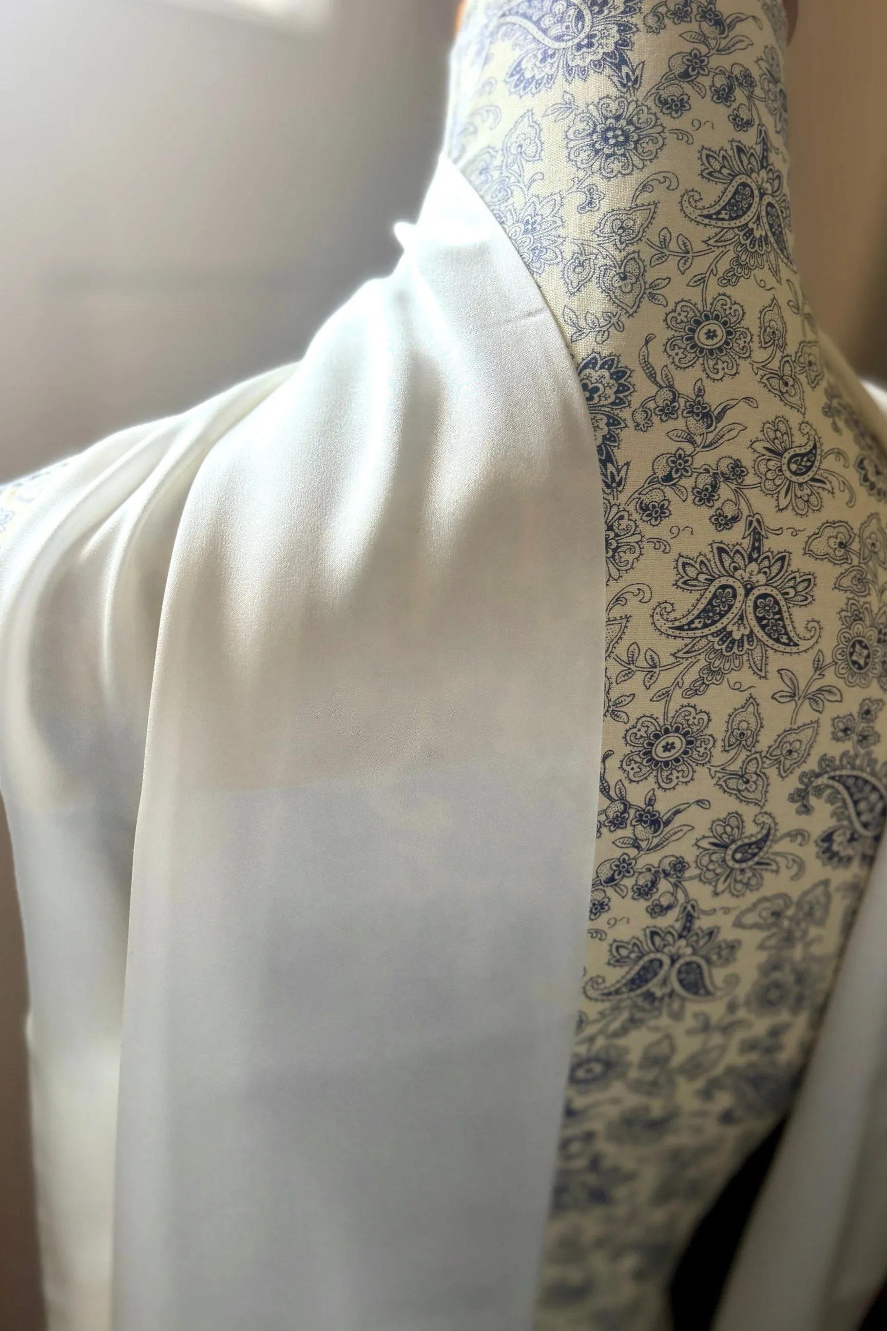 Extra Long Silk Satin Bridal Scarf, White or Ivory Wedding Neckerchief
