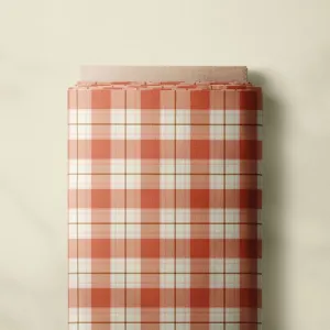 Fabric Cotton - Plaid Orange Pink