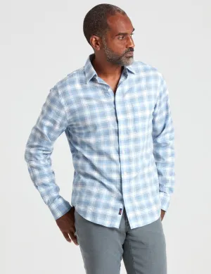FAHERTY- Heathered Movement Shirt- Marina Plaid