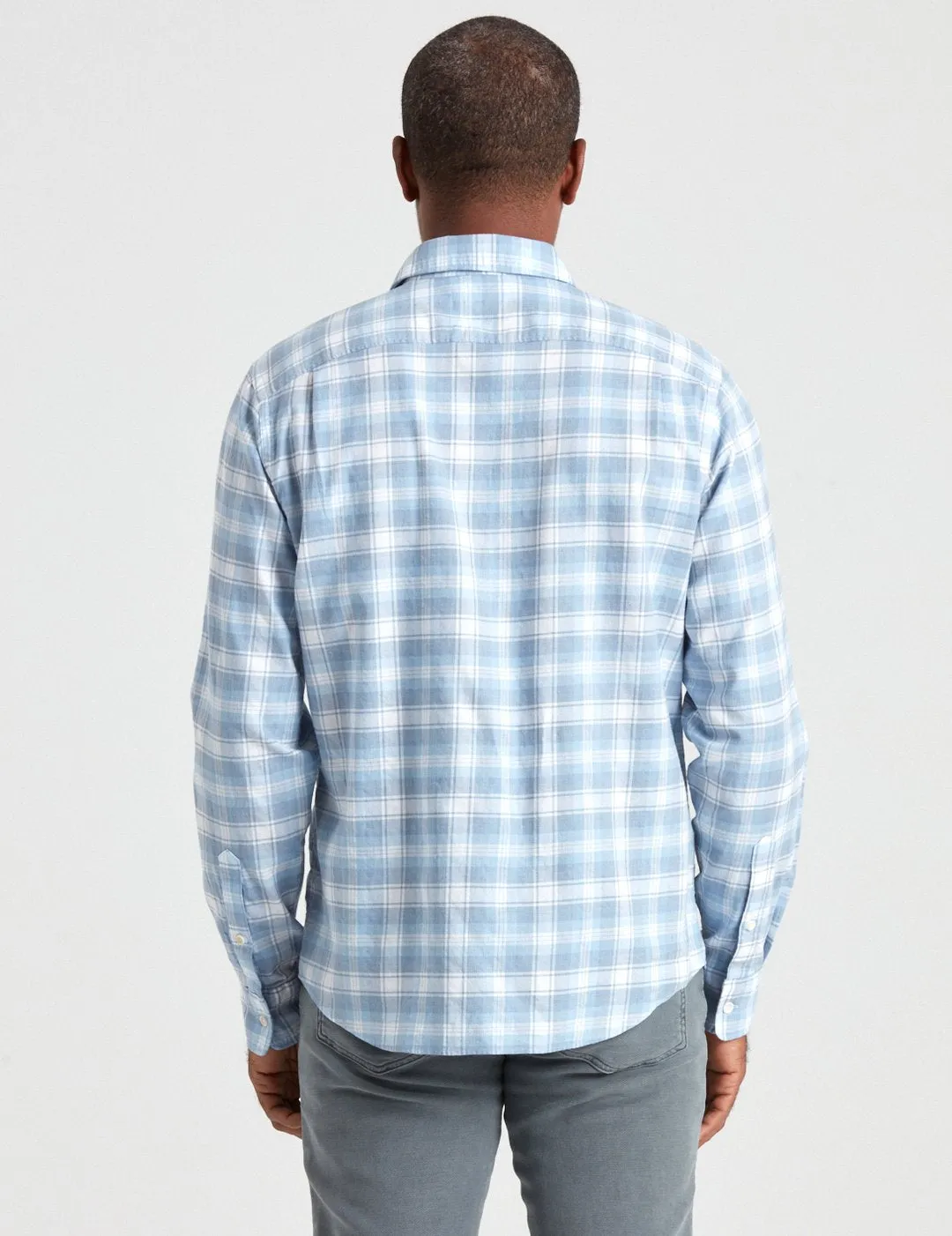 FAHERTY- Heathered Movement Shirt- Marina Plaid