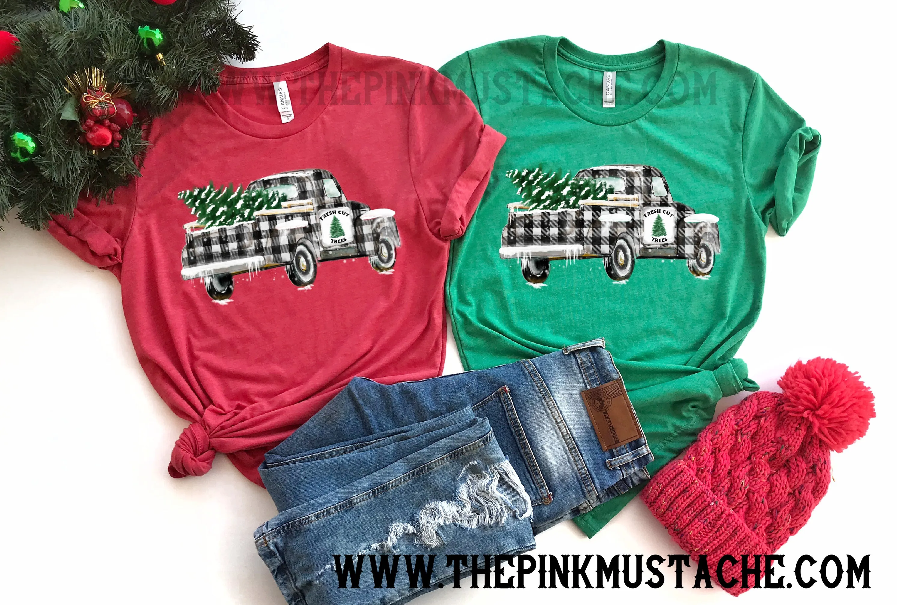 Family Buffalo Plaid Truck Shirts / Toddler, Youth, and Adult Matching Tees / Christmas Family Shirts