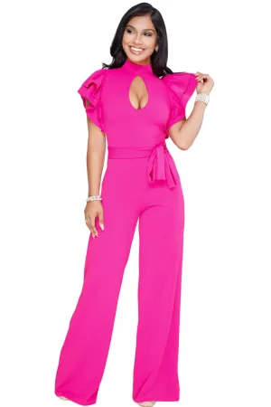 Fancy Ruffle Keyhole Jumpsuit