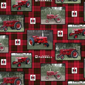 FARMALL / TRACTOR WITH PLAID ALLOVER-10175/8 Cotton