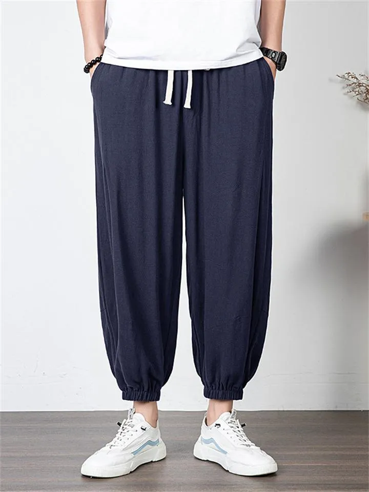 Fashion Embroidery Casual Plus Size Wide-Leg Cropped Trousers
