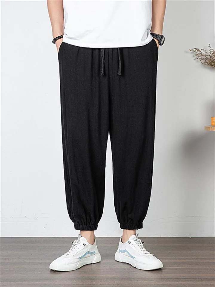 Fashion Embroidery Casual Plus Size Wide-Leg Cropped Trousers