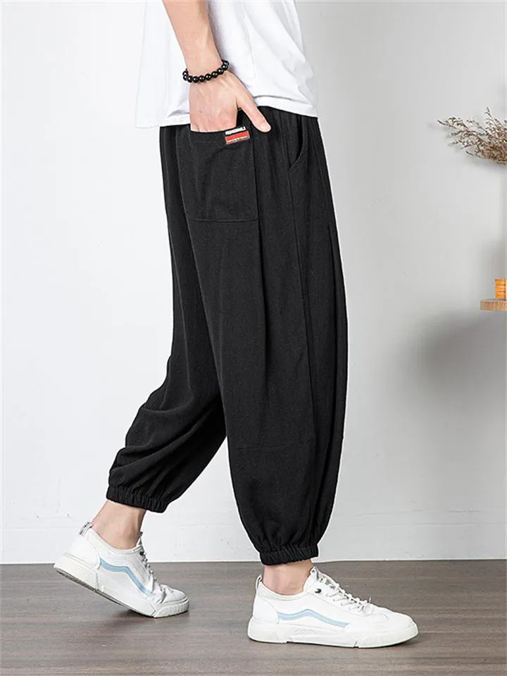 Fashion Embroidery Casual Plus Size Wide-Leg Cropped Trousers