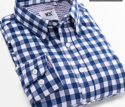Fashion Fall Winter Men Casual Plaid Shirt Long Sleeve Slim Fit Flannel Man Clothes Mens Shirts (Many Colors Available)