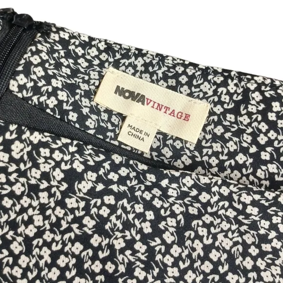 FASHION NOVA VINTAGE White Floral Print Ruffle Mini Black Lace Up 2 Pc Small NWT