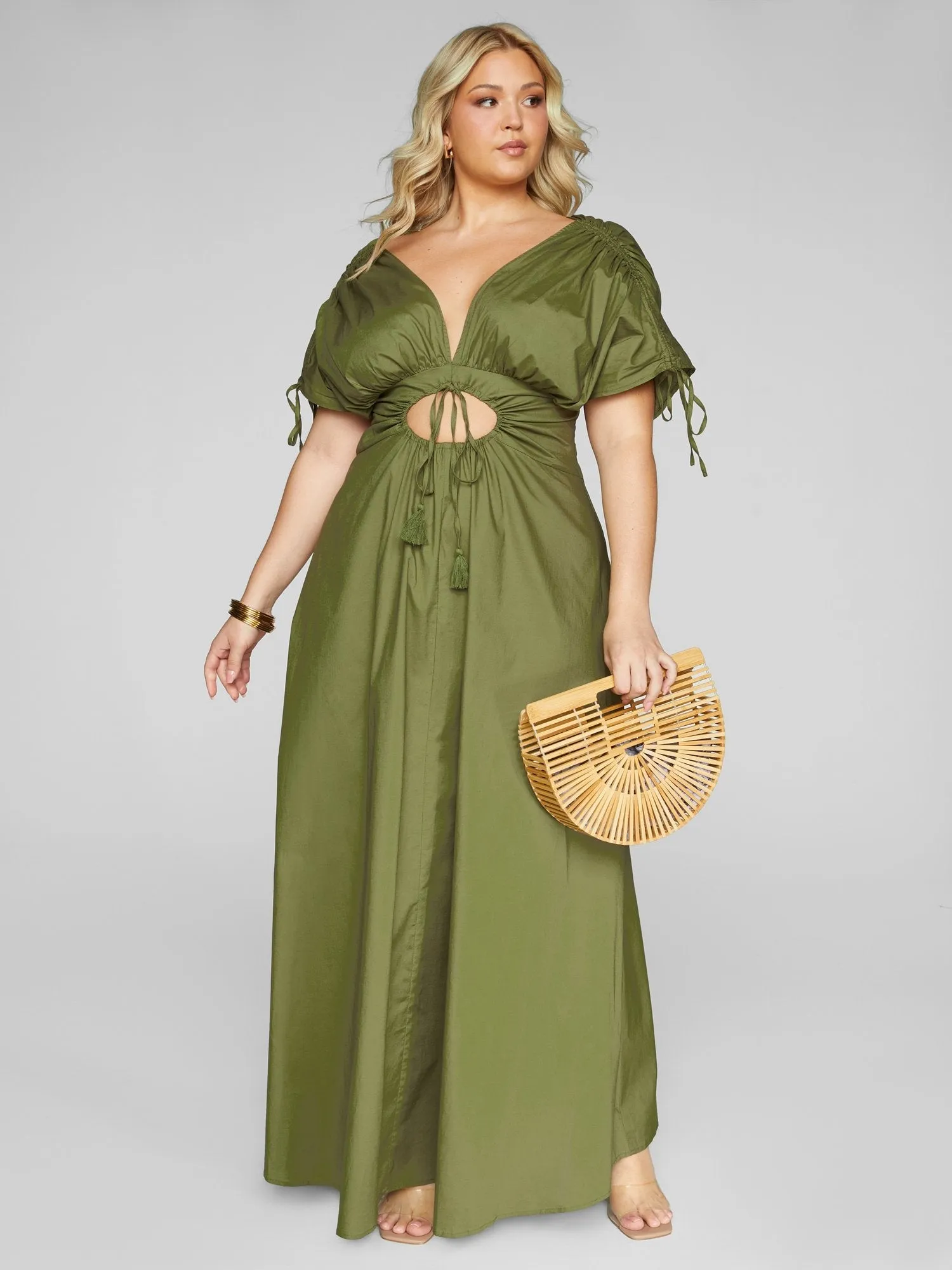 Fashion To Figure - Alyssa Cutout Ruched Waist Maxi Dress