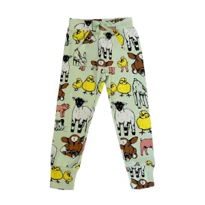 Fauna Kids Organic Cotton Slim Fit Jog Pants, Farmyard Print