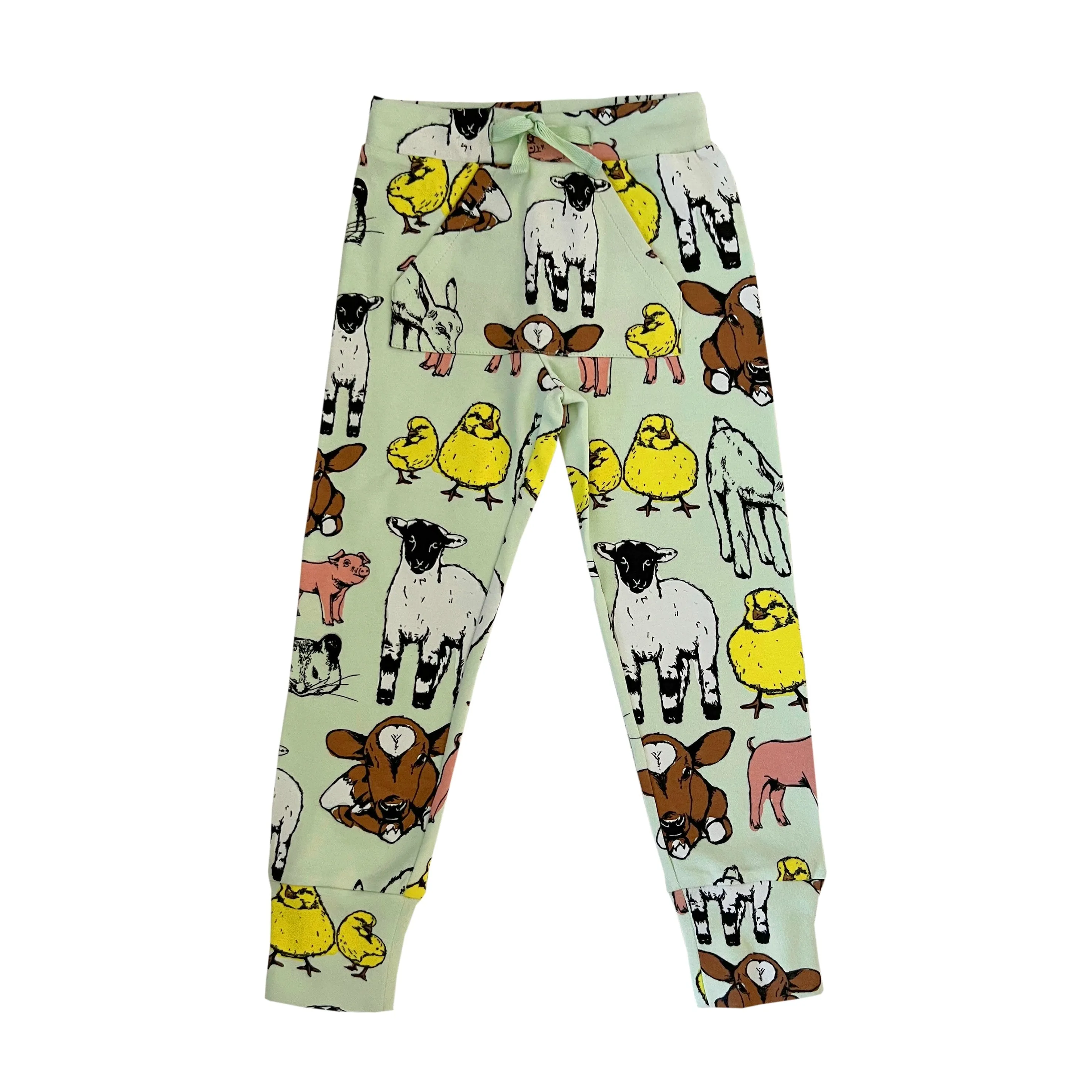 Fauna Kids Organic Cotton Slim Fit Jog Pants, Farmyard Print