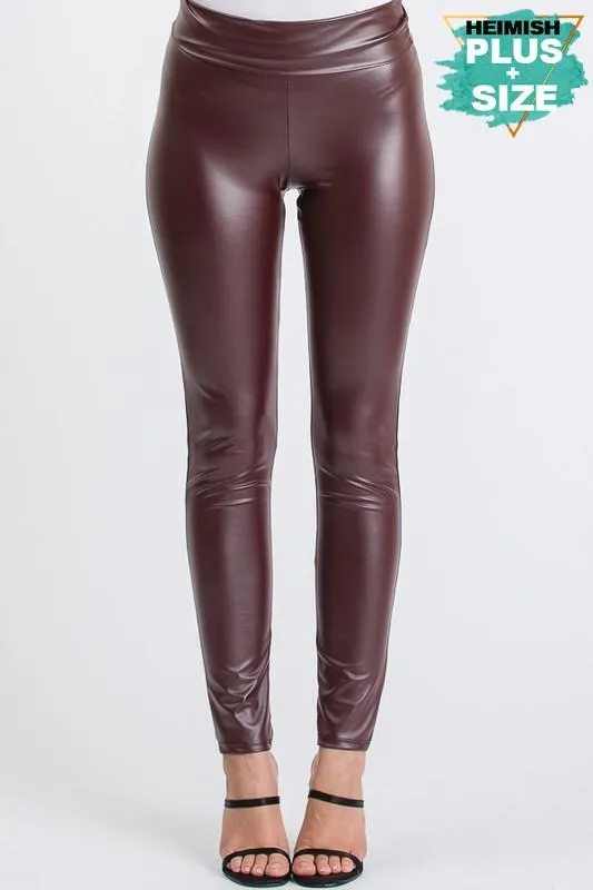 FAUX LEATHER HIGH WAIST LEGGINGS | CURVY |  black| burgundy|