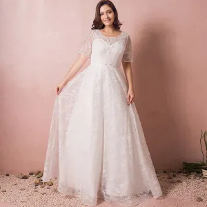 [Final Sale] [Plus Size]Special Size Illusion Over Lace Wedding Dress