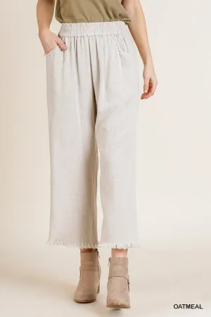 FINAL SALE WAS $46.99  10 Color Ways - Cute Cotton/Linen Blend Pant with Raw Hem