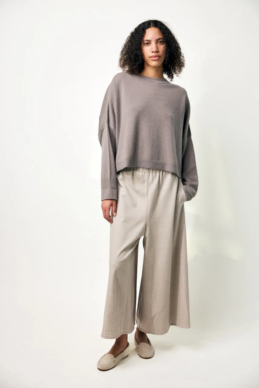 Flannel Gaucho Pants in Oatmeal