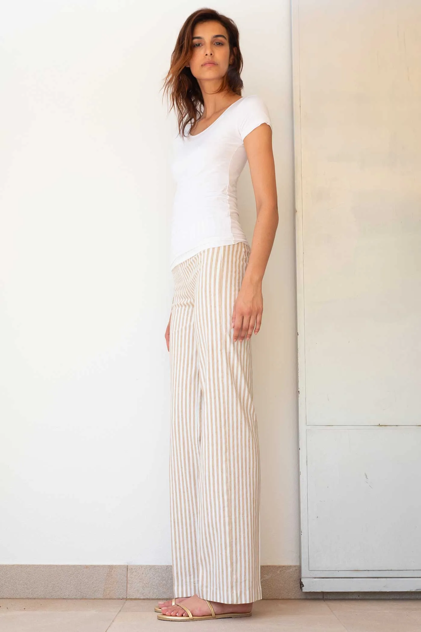 FLAVIA Linen Stripes Bengal Beige