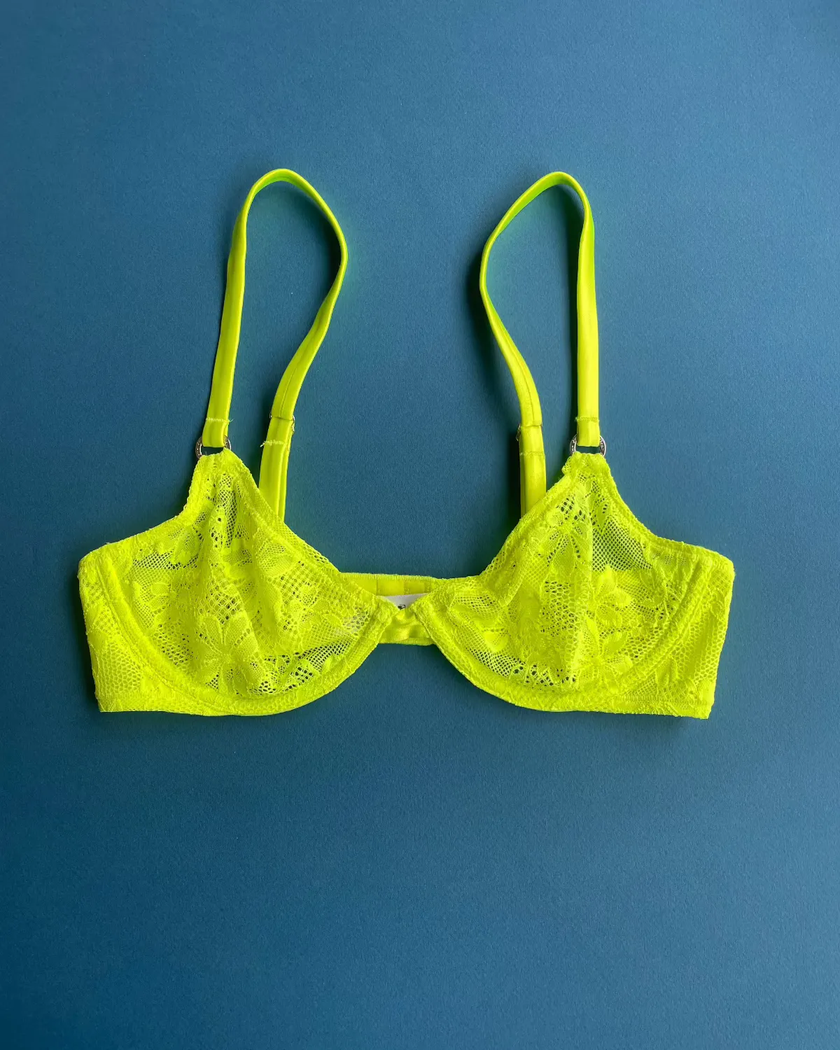Fleur du Mal: Le Stretch Lace Demi Bra - Neon Yellow