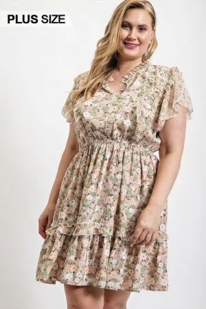 Floral Breeze Plus Size Ruffle Dress