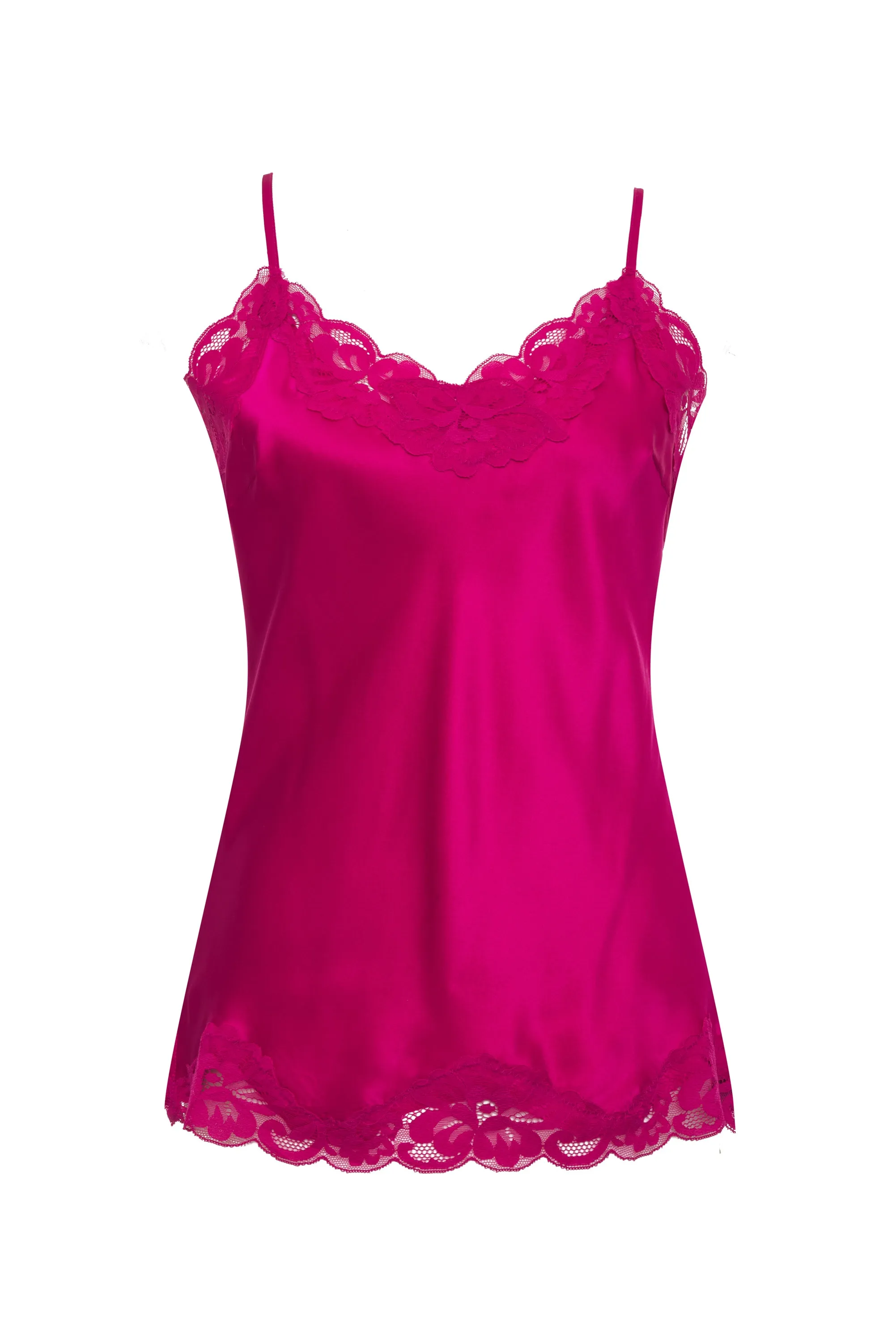 Floral Lace Silk Cami Pink Pink