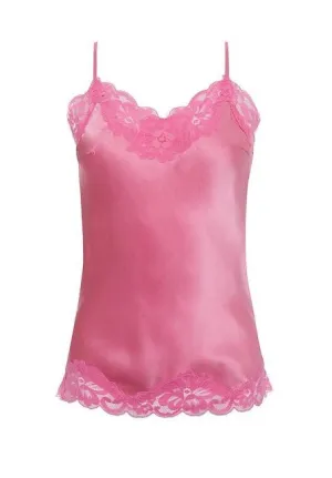 Floral Lace Silk Cami Pink Rose